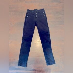 J Brand women’s navy skinny jeans. Double button up detail on front. Size 26